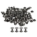 100セットのレザーリベット 6x8mmのダブルキャップリベット レザークラフト修理DIY財布ベルトバッグ靴用 黒