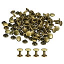 100セットのレザーリベット 6x8mmのダブルキャップリベット 革クラフト修理DIY財布ベルトバッグ靴用 ブロンズ色
