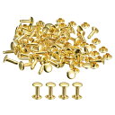 100セットのレザーリベット 6x10mmのダブルキャップリベット レザークラフト修理DIY財布ベルトバッグ靴用 金トーン