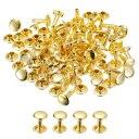 100セットのレザーリベット 7x10mmのダブルキャップリベット レザークラフト修理DIY財布ベルトバッグ靴用 金トーン
