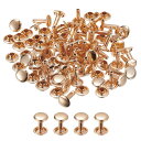 100セットのレザーリベット 9x12mmのダブルキャップリベット 革クラフト修理DIY財布ベルトバッグ靴用 ライト金