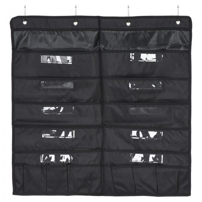 PATIKIL 教室用10スロットポケットチャート 1個 大型黒収納ポケットチャート 壁掛けフック付きファイルオーガナイザー ファイルフォルダー 紙 オフィ ス 壁 ドア 教師用 71x72CM