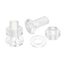 M10 x 25mm プラス小ネジ ナット ナットと平ワッシャー付き プラスチック PC皿頭小ボルト 透明 20セット