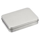 メタル製ブリキの箱 錫箱 ファイル収納ボックス 長方形 蝶番蓋付き シルバートーン 115 x 85 x 22mm 1個入り