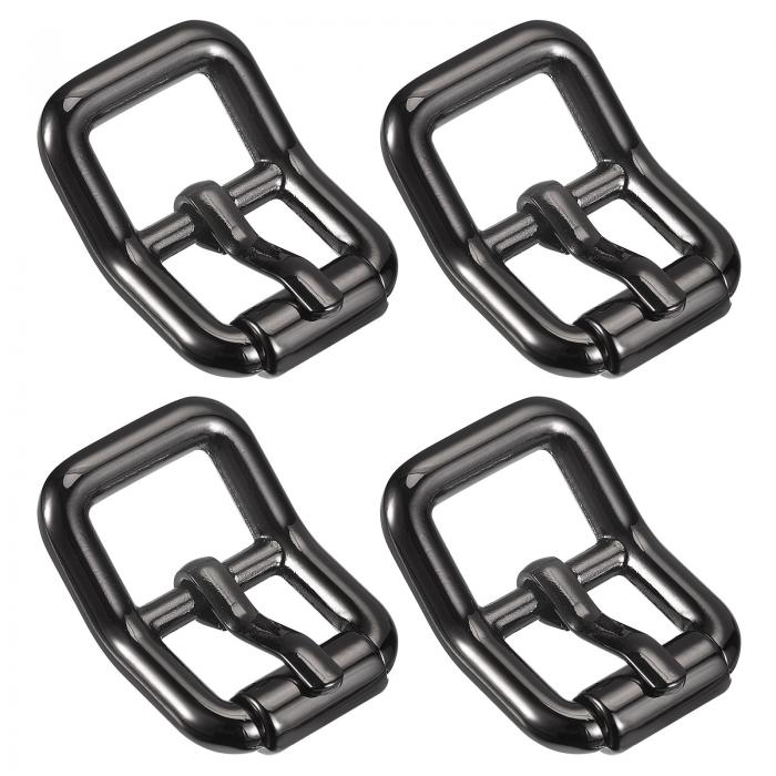 メタルローラーバックル 15 mm シングルプロングベルトバックル 正方形 センターバーバックル レザークラフトアクセサリー用 ダークグレー 4個