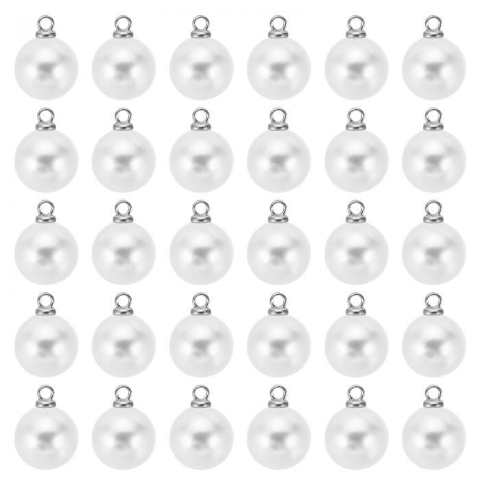 PATIKIL 10 mm パール装飾 100個 パールビーズ フェイクパール ペンダント装飾 美しい DIY 宝石製作 ブレスレット イヤリング ネックレス ウェディング クラフト用 シルバーホワイト