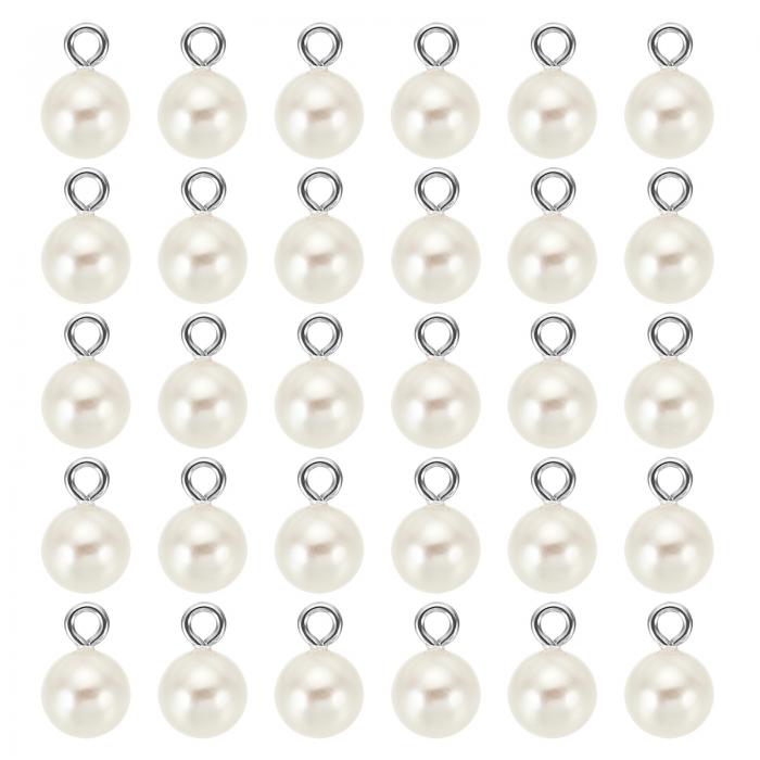 PATIKIL 10 mm パール装飾 100個 パールビーズ フェイクパール ペンダント装飾 美しい DIY 宝石作成 ブレスレット イヤリング ネックレス ウェディング クラフト用 シルバー ベージュ
