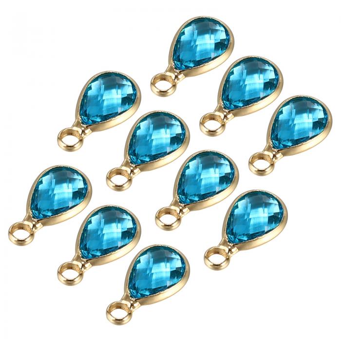 PATIKIL 誕生石装飾ビーズドロップペンダント 10個セット 水晶製 手作り 誕生石 0.47 x 0.24インチ パーソナライズされたイヤリング ブレスレット ネックレス キーチェーン 宝石メイキング ライトブルー