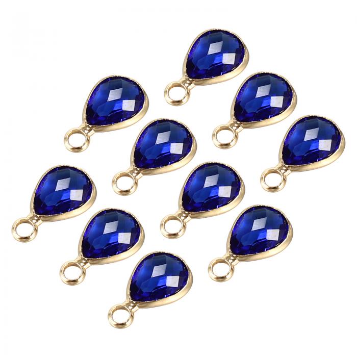PATIKIL 誕生石装飾ビーズドロップペンダント 10個セット 水晶製 手作り 誕生石 0.47 x 0.24インチ パーソナライズされたイヤリング ブレスレット ネックレス キーチェーン 宝石メイキング ダークブルー