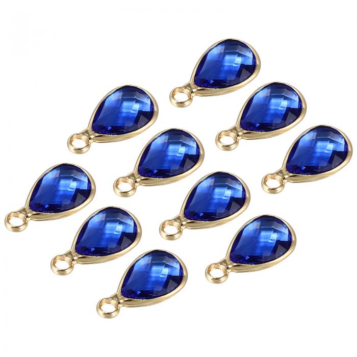 PATIKIL 誕生石装飾ビーズドロップペンダント 10個セット 水晶製 手作り 誕生石 0.51 x 0.28インチ パーソナライズされたイヤリング ブレスレット ネックレス キーチェーン 宝石メイキング ダークブルー