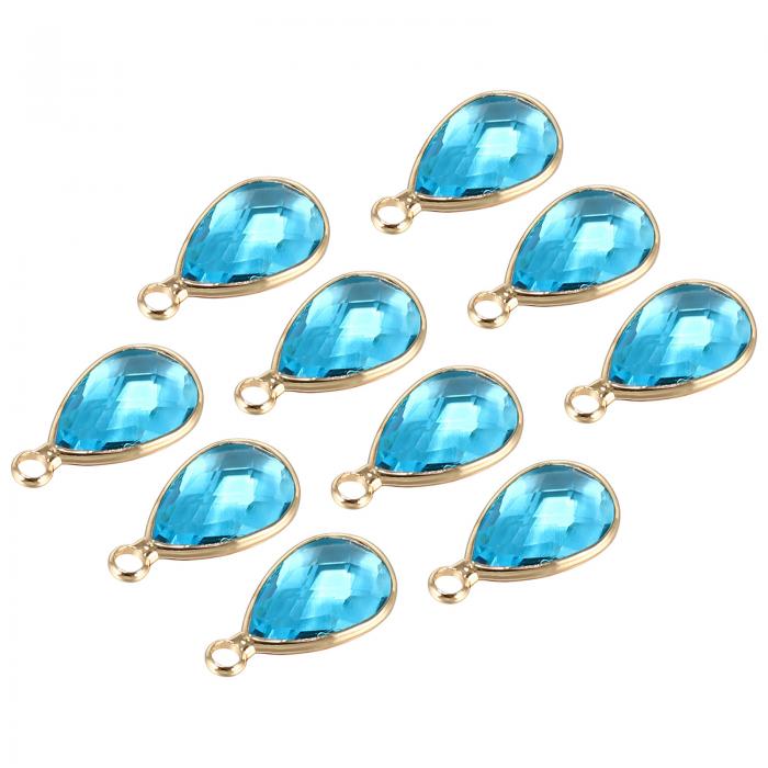 PATIKIL 誕生石装飾ビーズドロップペンダント 10個セット 水晶製 手作り 誕生石 0.63 x 0.31インチ パーソナライズされたイヤリング ブレスレット ネックレス キーチェーン 宝石メイキング ライトブルー