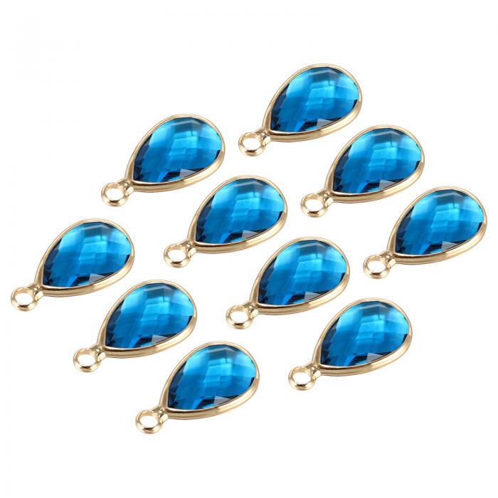 PATIKIL 誕生石装飾ビーズドロップペンダント 10個セット 水晶製 手作り 誕生石 0.63 x 0.31インチ パーソナライズされたイヤリング ブレスレット ネックレス キーチェーン 宝石メイキング ブルー