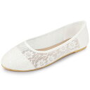Allegra K バレエフラット レース メッシュ 刺? ラウンドトゥ レディース ホワイト 25.5 cm(4)