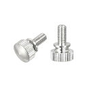 ローレットつまみねじ M4x8 mm 真鍮 ショルダーボルト グリップノブファスナー ニッケルメッキ 2個