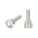 ローレットつまみねじ M4x12 mm 真鍮 ショルダーボルト グリップノブファスナー ニッケルメッキ 2個