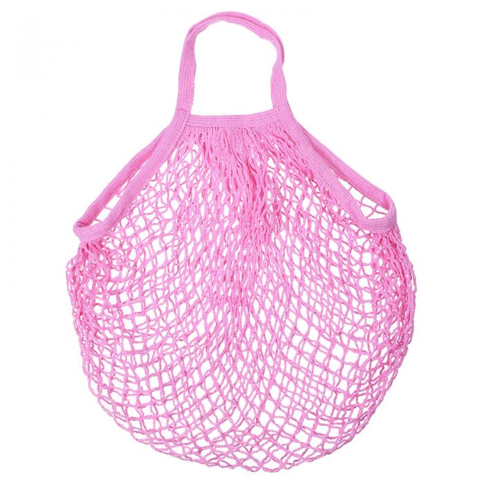 コットンメッシュバッグ, 380 x 350 mm 再利用可能 ウォッシャブル メッシュ ネットストリング食料品バッグオーガナイザー 果物 野菜 お買い物用 ピンク