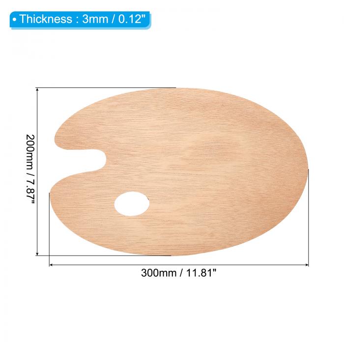 PATIKIL 200 x 300 mm 塗料トレイパレット 2個 塗装パレットホルダー サムホール付き オーバル ウッドカラー 3