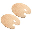 PATIKIL 238 x 300 mm 塗料トレイパレット 2個 塗装パレットホルダー サムホール付き オーバル ウッドカラー