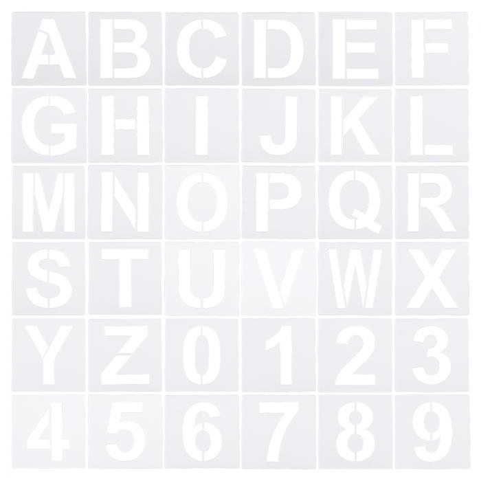 PATIKIL 152.4 mm レターナンバーステンシル 36個 177.8 mm幅 再利用可能 プラスチック アルファベット番号テンプレートセット 塗装用 ...