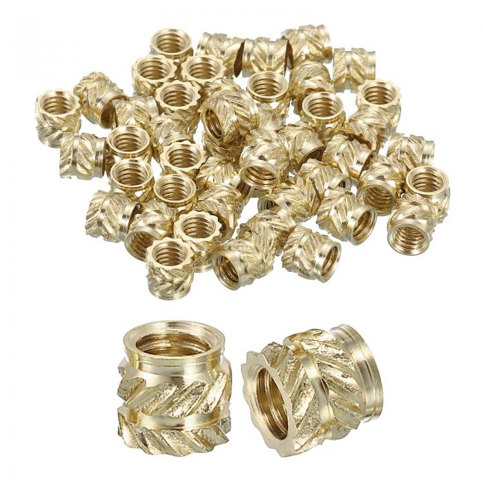 ノブ付きインサートナット 50個セット M4x5mm Lx5.5mm OD 3Dプリンティング用真鍮ナット インサートナ..