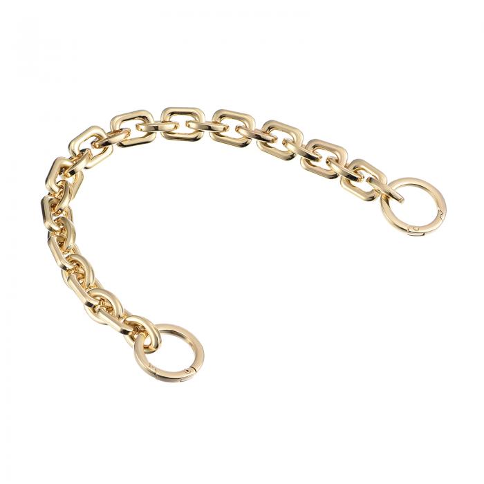 ミニ財布チェーン 長さ40 cm ニッケルメッキ金属 フラットチェーンストラップ ショルダー クロスボディ ウォレット ハンドバッグ クラッチ交換用ストラップ ゴー ルデン