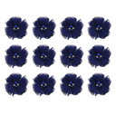 人工ラインストーンシフォン花頭 フェイクフラワー 5.3 cm カクテル ジュース 自家製ドリンク用 ブライトブルー 12個