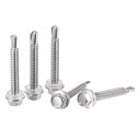 セルフドリルねじ 六角ワッシャーヘッド タッピングねじ 410ステンレス鋼 フルスレッド 板金ねじ #12 x 38 mm 25個