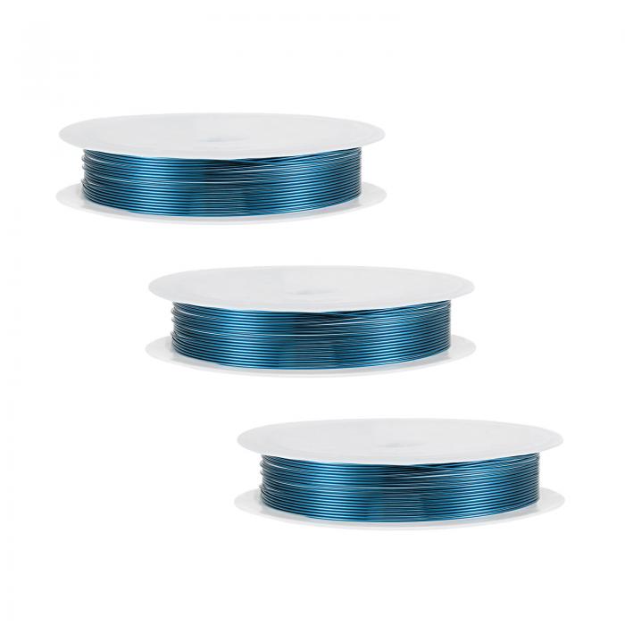 22ゲージ銅ワイヤー 耐性ビーズワイヤー ペンダントメイキングアートクラフト DIY織り ブルー 直径0.6 ..