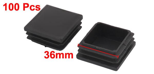 パイプキャップエンドブランクカバーキャップ プラスチック 四角形デザイン ブラック 38 x 38mm 100個入り [2]