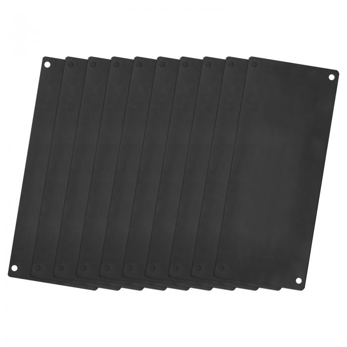 ステンレスブランクタグ 100 x 50 mm 長方形 彫刻ブランクスカード 4穴付き 機械銘板DIYラベルタグ用 10個 ブラック