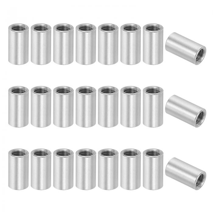 丸いカップリングナット M10x1.5mm メススレッド 25mm長さ 304ステンレス鋼 ロッド ハードウェア 結合ナット 24個入り