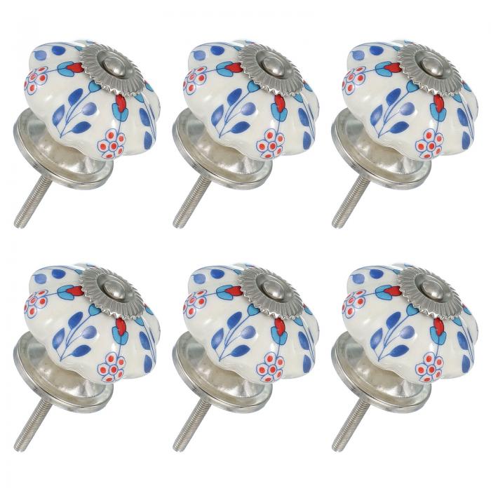 6パックのセラミックノブ パンプキンセラミックキャビネットドロアノブ レトロな装飾用ドレッサープル..