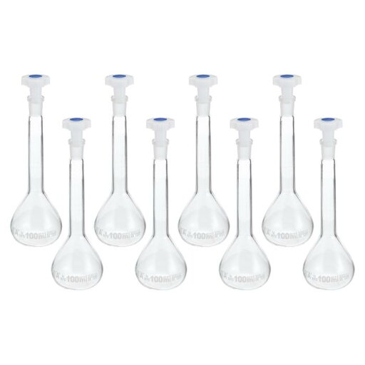 PATIKIL 100ml メスフラスコ 8個 3.3ホウケイ酸ガラス製メスフラスコ プラグキャップ付き 許容範囲0.1ml ラボ実験用 クリア PATIKIL 100ml メスフラスコ 8個 3.3ホウケイ酸ガラス製メスフラスコ プラグキャップ付き 許容範囲0.1ml ラボ実験用 クリア