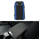 TUCKBOLD 車用センターコンソールカバー 車用アームレストカバー ティッシュボックス付き 13.39"x6.69"x2.36" ブラック ブルー ナッパレザー スポンジ
