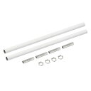 ねじ付き延長ロッドキット ネジ 250mm カップリングナット 丸型スリーブコネクタ ねじパイプ六角ナット付き ホワイト 2セット入り