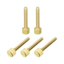 ローレットつまみねじ M4x25 mm フラットブラスボルト グリップノブ 8 mm頭径ファスナー PC 電子 機械用 5個
