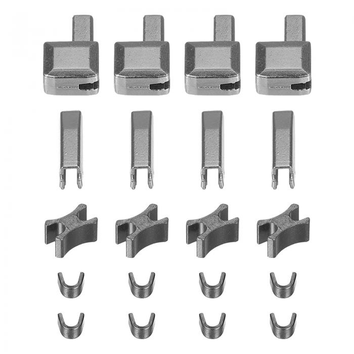 ジッパー修理キット #3 リテーナーボックス& 挿入ピン トップ& ボトムストッパ スライダーリテーナー バッグコートファスナー代替用 メタリックブラック 4セ...