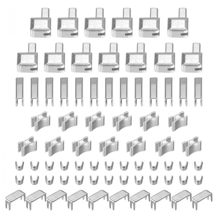 ジッパー修理キット #8 メタルラッチスライダー リテーナーボックス& 挿入ピンs & トップボトムストッパー バッグコートのジッパー代替品75個入り シルバー