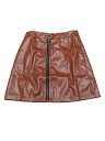 Allegra K ミニスカート Aラインスカート メタリック 光沢 衣装 ジッパー ハイウエスト ファスナー レディース ブラウン L