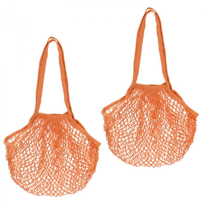 コットンメッシュバッグ 380 x 310 mm ロングハンドル 再利用可能 ウォッシャブル メッシュネット 食料..