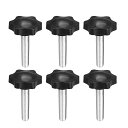 クランプつまみ ノブグリップ クランプねじノブ M8 x 25mm プラスチック メタル 6個入り