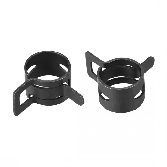 スチールバンドクランプ 15mmホースチューブ スプリングクリップクランプ マンガン鋼 ブラック 20個入り