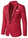 Lars Amadeus ブレザー スーツ コートビジネス スリムフィット シングルブレスト ワンボタン ウエディング メンズ レッド L