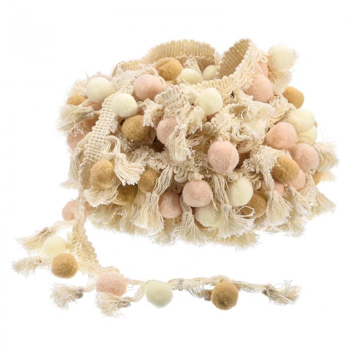 ポンポンボールフリンジトリム リボンソーイングDIY工芸アクセサリー 家庭 カーテン 服 枕 装飾用 5ヤ..