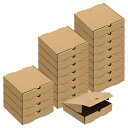 ピザボックス 240 x 240 mm 牛革紙 ミニピザボックス 正方形 段ボール製保管コンテナ ケーキ クッキー ピザ パーティー用 ブラウン 20個