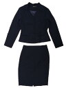 Allegra K ビジネススーツ ブレザー ペンシルスカート 長袖 ノーカラー 無地 ペプラム 2点セット 通勤 レディース ダークブルー S(4)