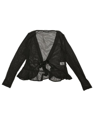 Allegra K ボレロ カーディガン 長袖 セルフタイ カバーアップ フリル メッシュ シュラッグ レディース ブラック M Allegra K ボレロ カーディガン 長袖 セルフタイ カバーアップ フリル メッシュ シュラッグ レディース ブラック M