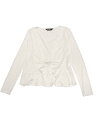 Allegra K ボレロ カーディガン 長袖 セルフタイ カバーアップ フリル メッシュ シュラッグ レディース ホワイト M(4)