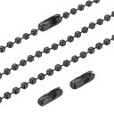 PATIKIL 2.4mm x 10cm ビーズボールチェーン 150個 ステンレススチール引きチェーン延長子とコネクター付き パティオファンライト キーチェーンリング DIYクラフト用 黒(3)