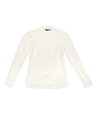 Allegra K ベルベットブラウス パフ長袖トップ メタリックシャツ グリッター モックネック レディース ホワイト L